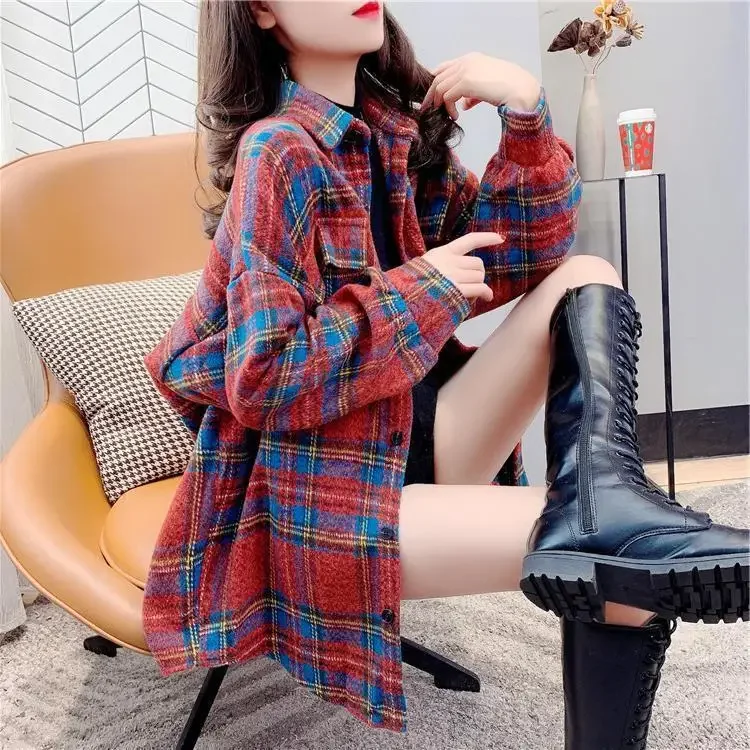 سترة للنساء تحقق معاطف ربيع الخريف خمر امرأة 2025...