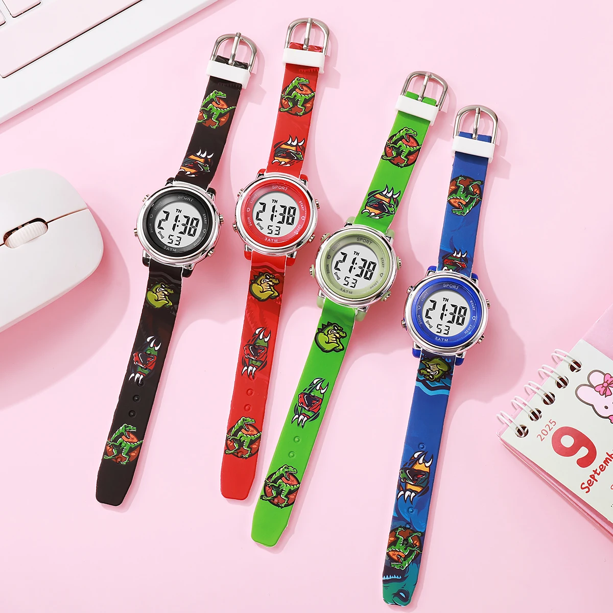 Montre électronique pour enfants, bracelet en silicone, dinosaure de dessin animé, écran LED, adaptée à un usage quotidien, cadeaux de noël