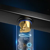 สีดํา 304 สแตนเลสสตีลยาวแถบท่อระบายน้ําห้องน้ําท่อระบายน้ําทองแดง Core Anti-กลิ่นระบายน้ํา 20-100 ซม. 3