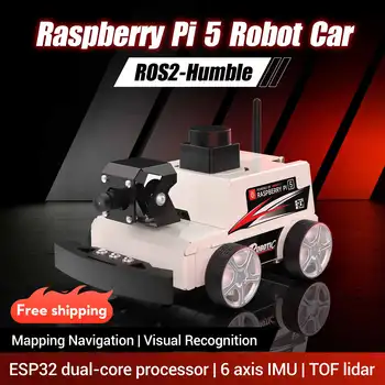 Raspberry Pi 5 ROS2 Robot Car AI Vision SLAM Mappatura Riconoscimento navigazione Monitoraggio con telecamera 2DOF Kit educativo elettronico