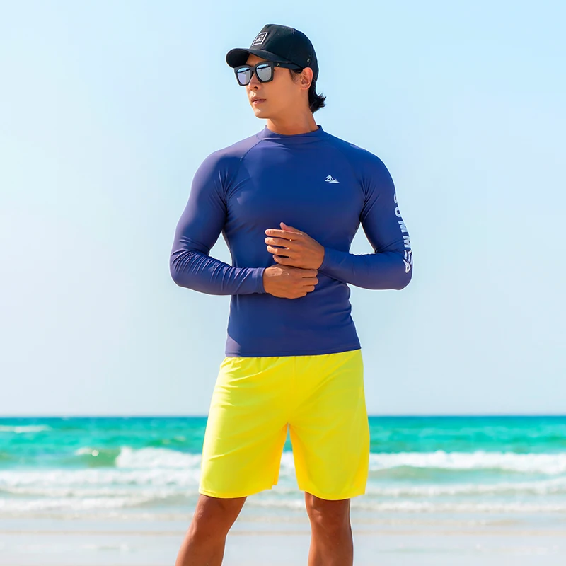 Men Long Sleeve Rash Guard Swimsuit Swim Shirts Swimwear UPF50+ Surfing  Shirts