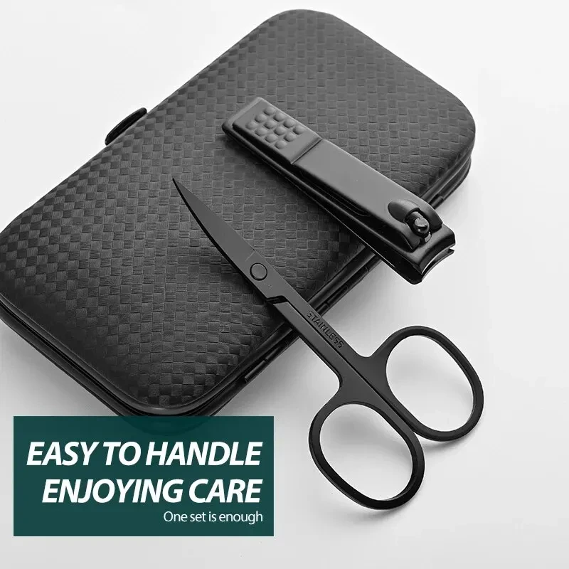 Stainless Steel Piece Nail Set Elegant Black Nail Clippers Nail Clippers Nail File Full Manicure Beauty Tools ﻿ 4