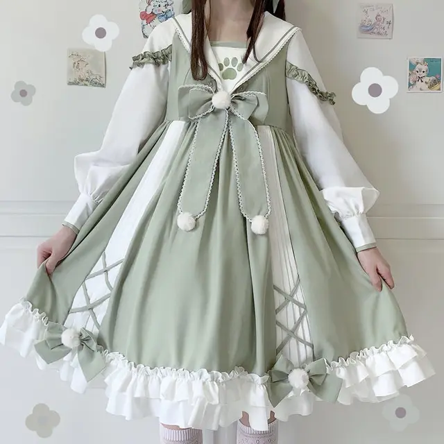 Vestido relaxante de urso kawaii, bordado de urso, lolita, rilukkuma, saia  geral, chapéu, kawaii japonês, roupas fofas, saias harajuku - AliExpress