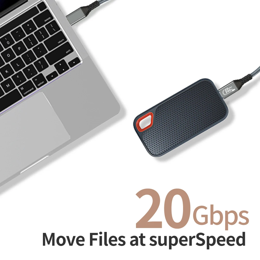 USB C 연장 케이블(20Gbps/240W/3.3Ft), iPhone MacBook iPad Dell XPS용 USB 3.2 Type C 3.1 남성-여성 연장 충전 케이블