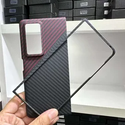 Premium Real Carbon Fiber Aramid Protective Phone Case - Anti - Explosion & Foldable Design for HONOR Magic V2 ((Red Black V))