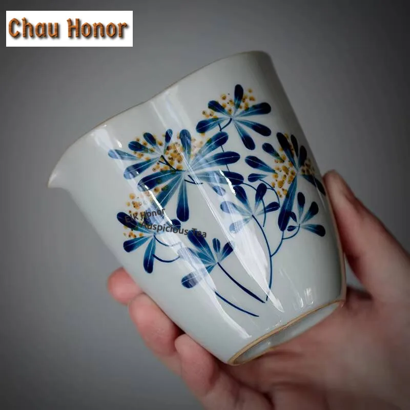 200ml Pure Hand-painted Osmanthus Gourd Tea Pitcher Japanese Tea Dispenser Divide Tea Chahai Tea Cup Kung Fu Tea Set Accessories