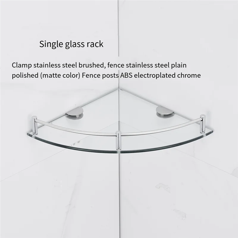 Hot Selling-Bathroom Shelves, Bathroom Glass Corner Shelf Triangle Wall Mounted ,Tempered Glass Shelf For Storing Shower Gel/Soa 5