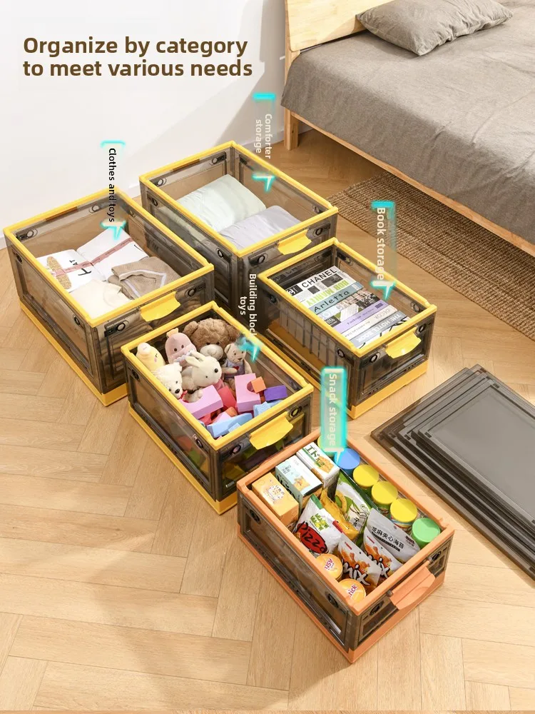 Transparent Plastic Clothes Storage Box Home Use Foldable Wardrobe Toy Book Organizer Box Quilt Arrangement Case Multi-Functi...