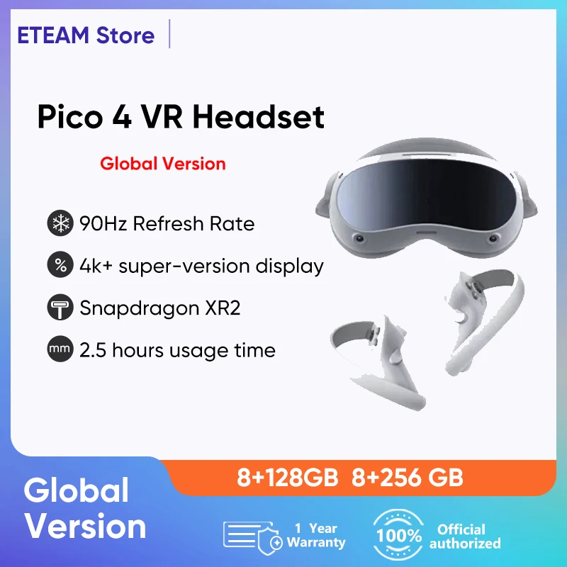 Pico 4 Vr Headset All-In-One Cuffie Per Realtà Virtuale 3D Vr Occhiali 4K + Display Per Metaverse & Stream Gaming Pico 4 Vr