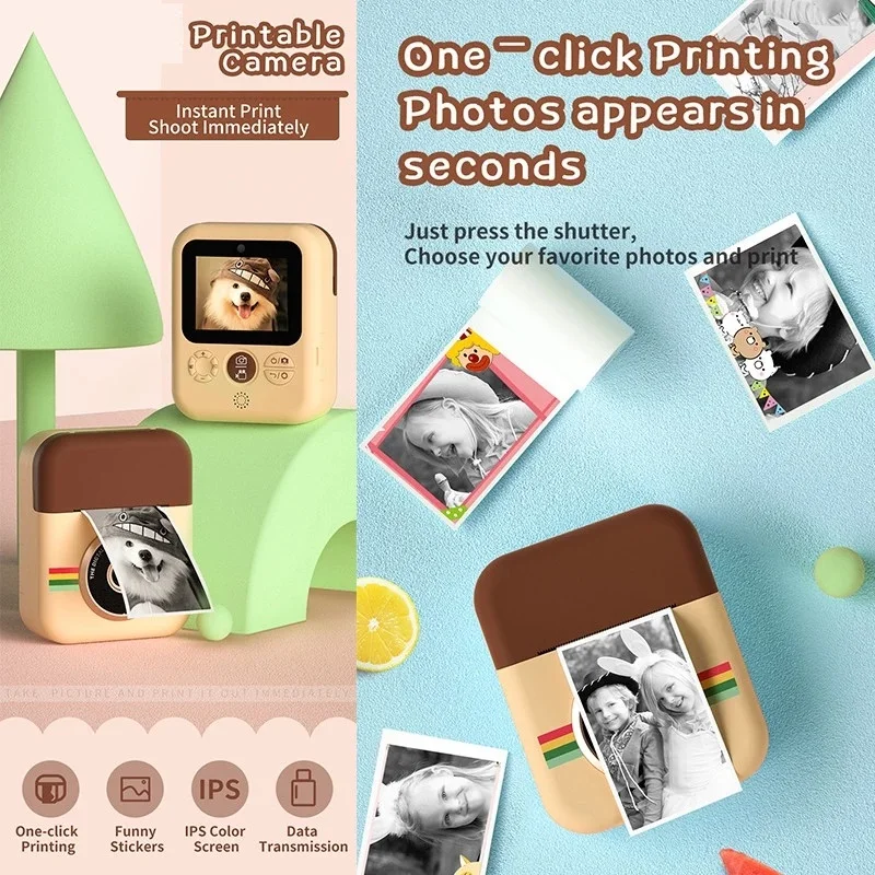 Children Camera Instant Print CP08 Dual Lens Kids Photo Printing Camera HD Video Recording with Thermal Paper Educational Toys digital camera