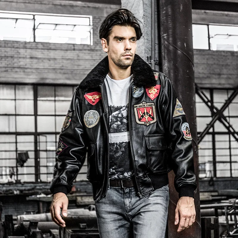 

11 genuine leather flight jacket, men's multi label cowhide leather jacket