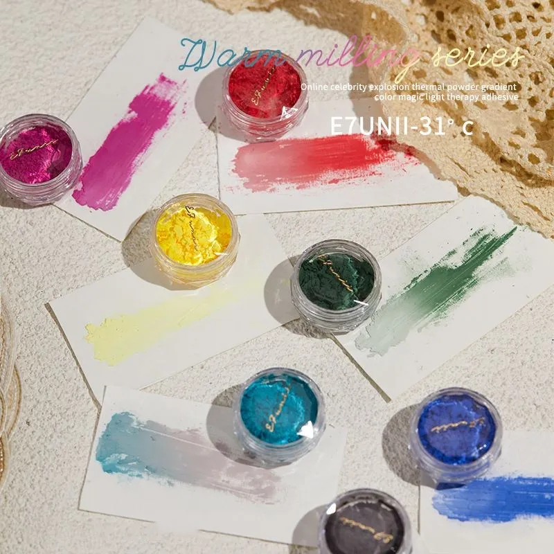 7colors Temperature Color Change Nail Powder Nail Glitter Powder Pigment Manicure Tips Decoration
