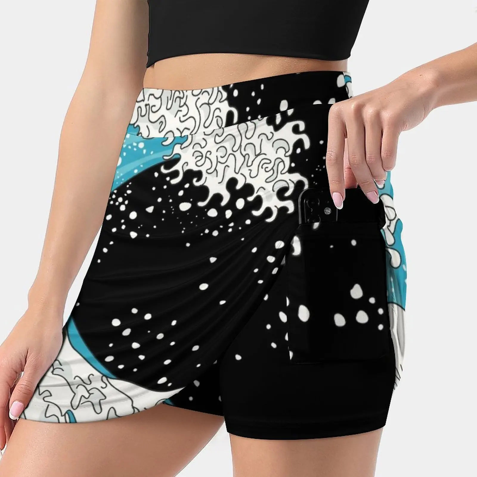 

Корейская модная юбка Kanagawa в виде волны, летние юбки для женщин, легкие брючные юбки, большая волнистая юбка Kanagawa для серфинга и серфинга