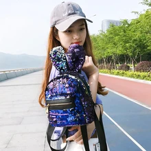 

Cute pu leather Mini Backpack Rabbit Ear Women Travel Shoulder Bags sequins colorful Bagpack Rucksack School Bag for Girls KC-05