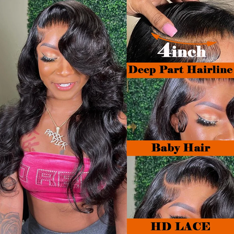 34 32In Body Wave Human Hair Lace Frontal Wigs 13x4 13x6 Transparent Lace Front Wig For Women 6x4 5x5 Glueless Wig Human Hair - Image 3