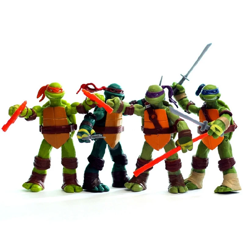 2012 Teenage Mutant Ninja Turtles Mikey Donatello Raphael Leonardo Action  Figure Pvc Collection 4 Stks/set Tmnt Beweegbare Model Speelgoed