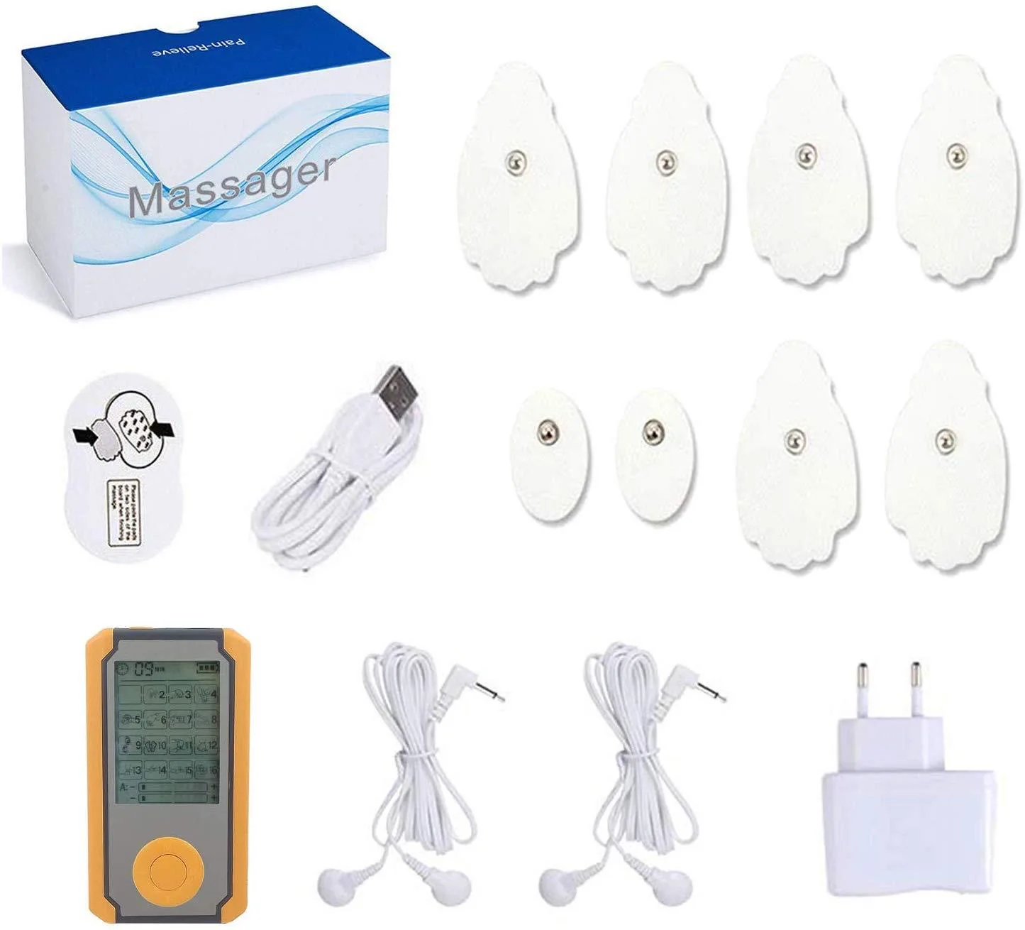 

Электрод для ухода за здоровьем, Электрический акупунктурный массажер для тела, 16 режимов, аппарат для снятия боли в спине и теле