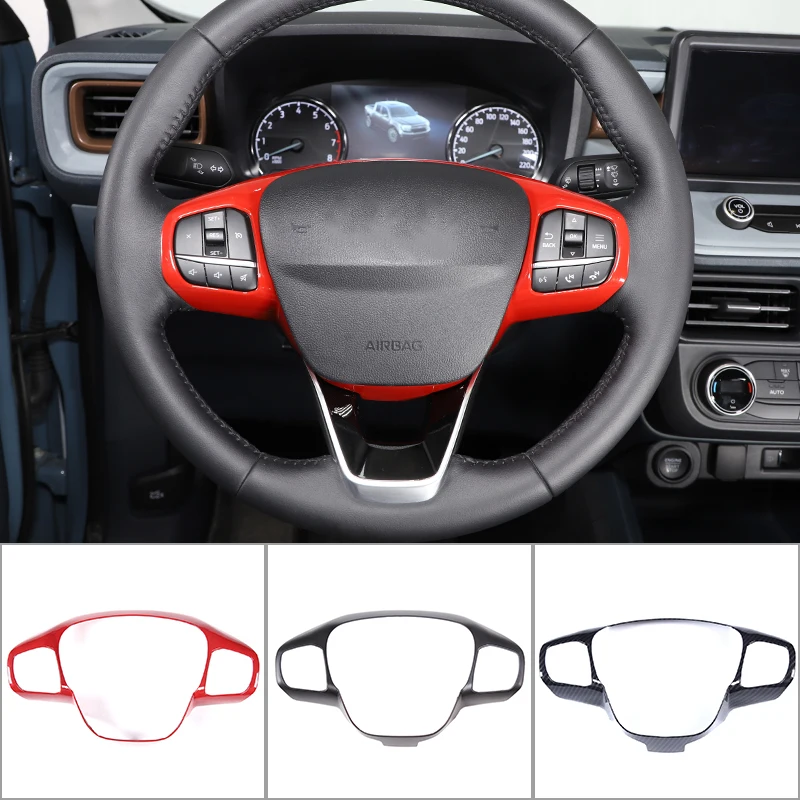 

ABS Carbon Fiber Red Matte black Car Steering Wheel Trim Control Button Frame Cover For Ford Maverick 2022 Auto Accessories