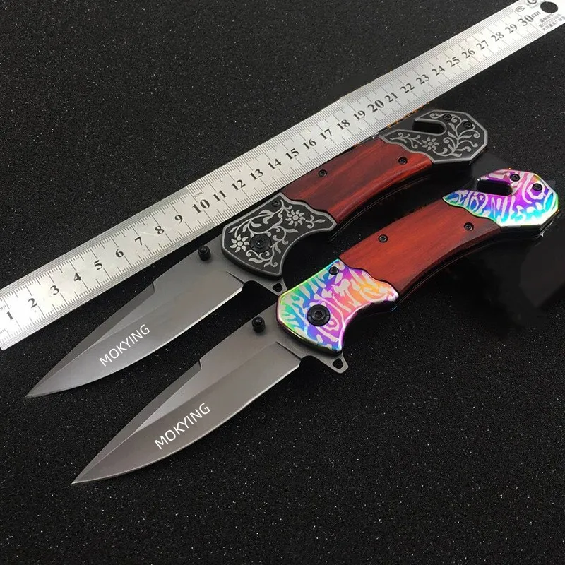 

Camping hiking portable high hardness EDC outdoor knife men's gift hunting survival knife double steel+acid wood handle