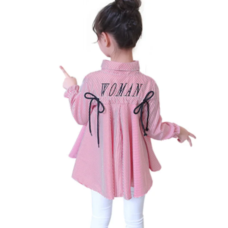 

Spring Autumn 2023 Girls Striped Shirt Long Sleeved Cotton Tops Kids Blouse Children's Wear Toddle Blouse Drop Shipping 3 To 11Y