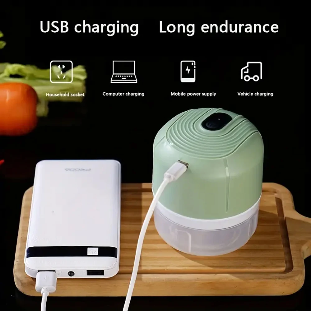 Portable charging mini garlic grinder, 250ML garlic grinder, ginger, fruit, meat and other food processing machines 2