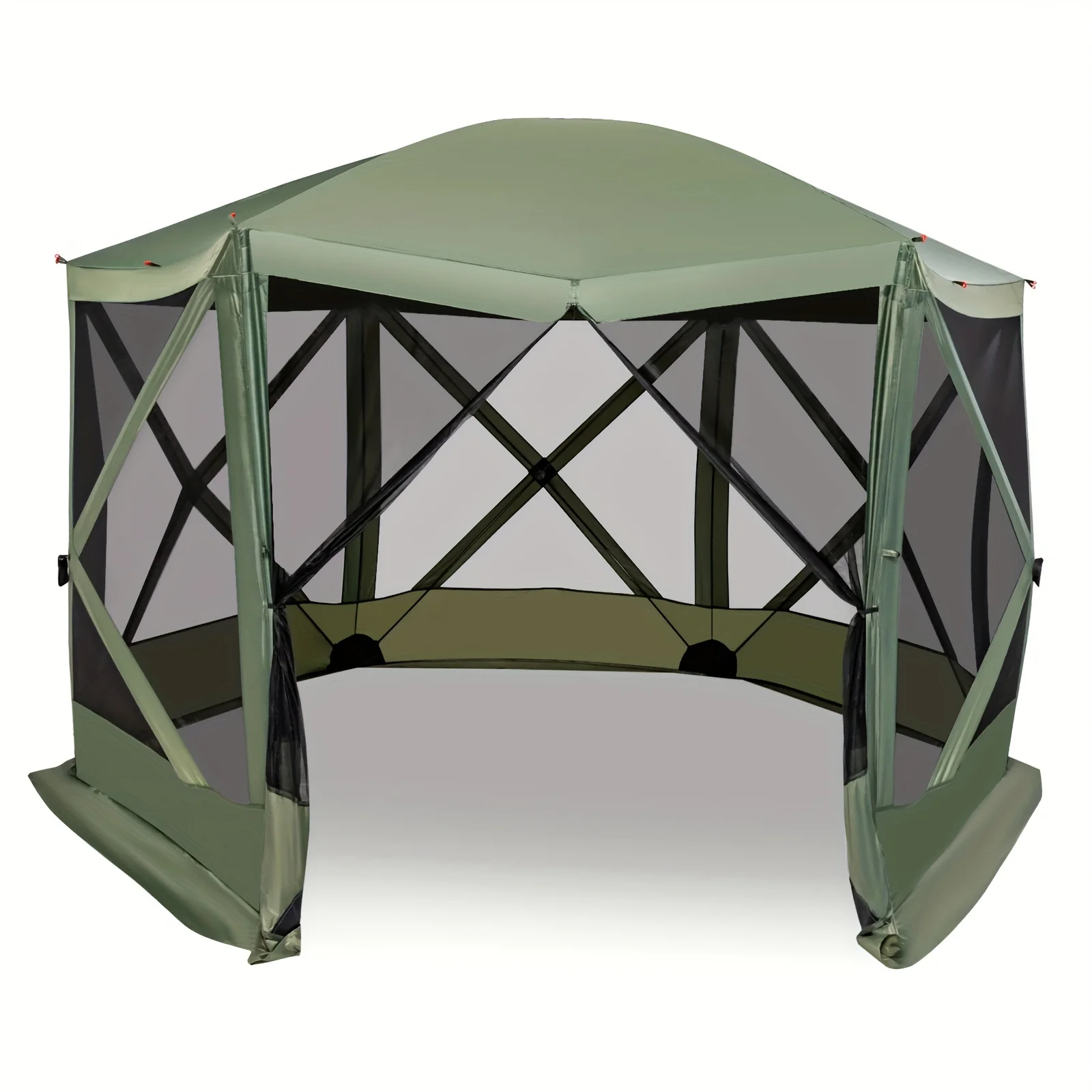 

11.5 x 11.5 FT Pop-up Screen House, 6-Sided, Easy Setup with 2 Wind Panels, Durable Shelter for Outdoor Camping and Gatherings B