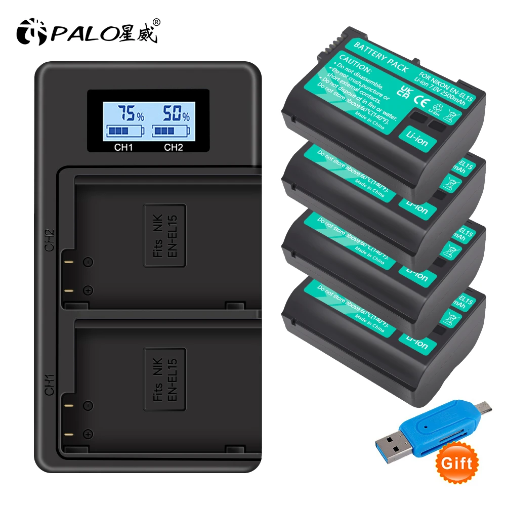 Palo 2500Mah En-El15 Enel15 En El15 Batteria Per Fotocamera Decodificata Per Nikon D600 D610 D800 D800E D810 D7000 D7100 D7200 V1