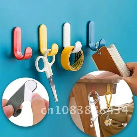 

Plastic Door Hangers 4 Pcs Towel Hooks Self Adhesive Wall Hangers Hat Racks Keys Hanger Wall Organizer Home Decor Key Holder
