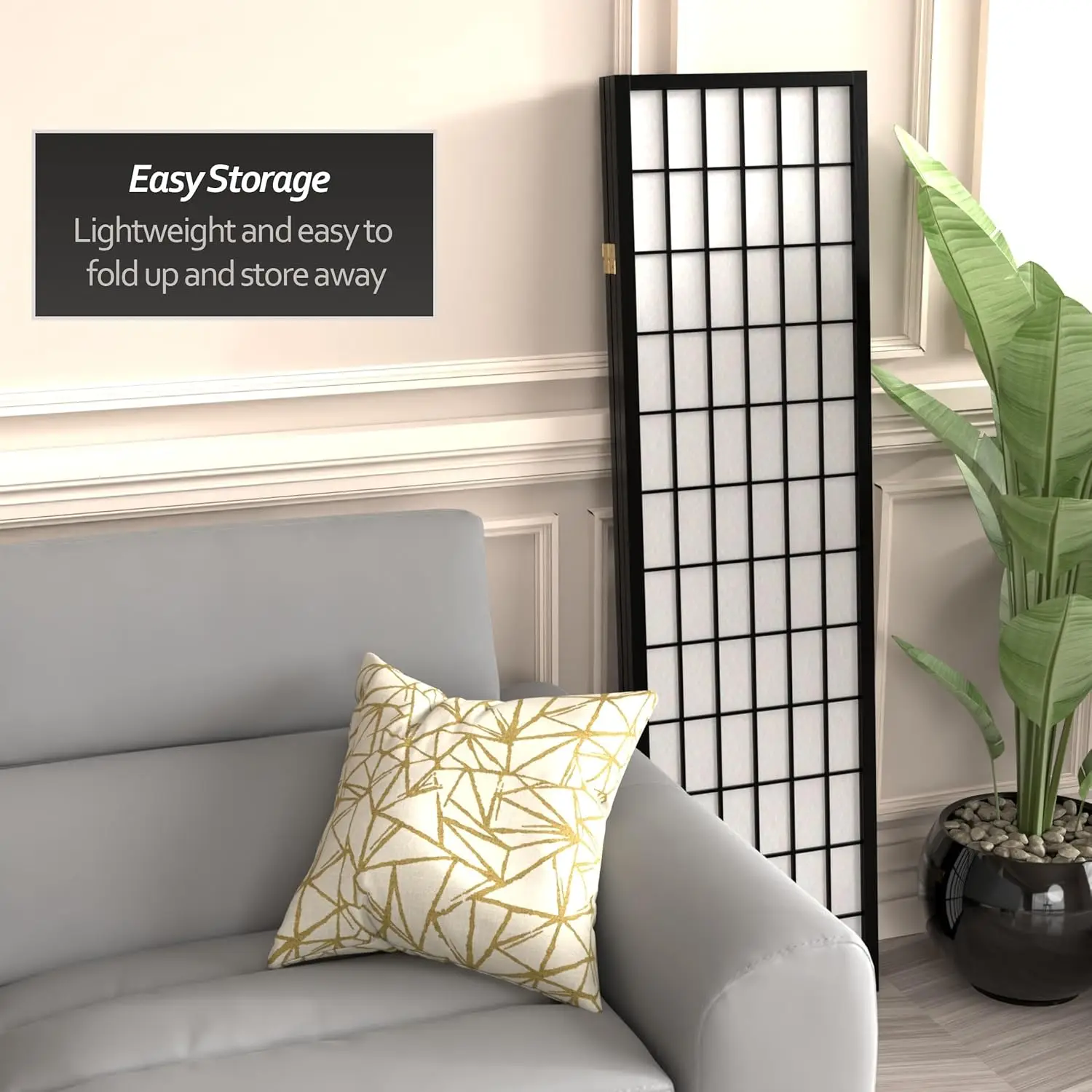 Wp60-Blk-3P Folding Screen, 3 Panel, Black 5