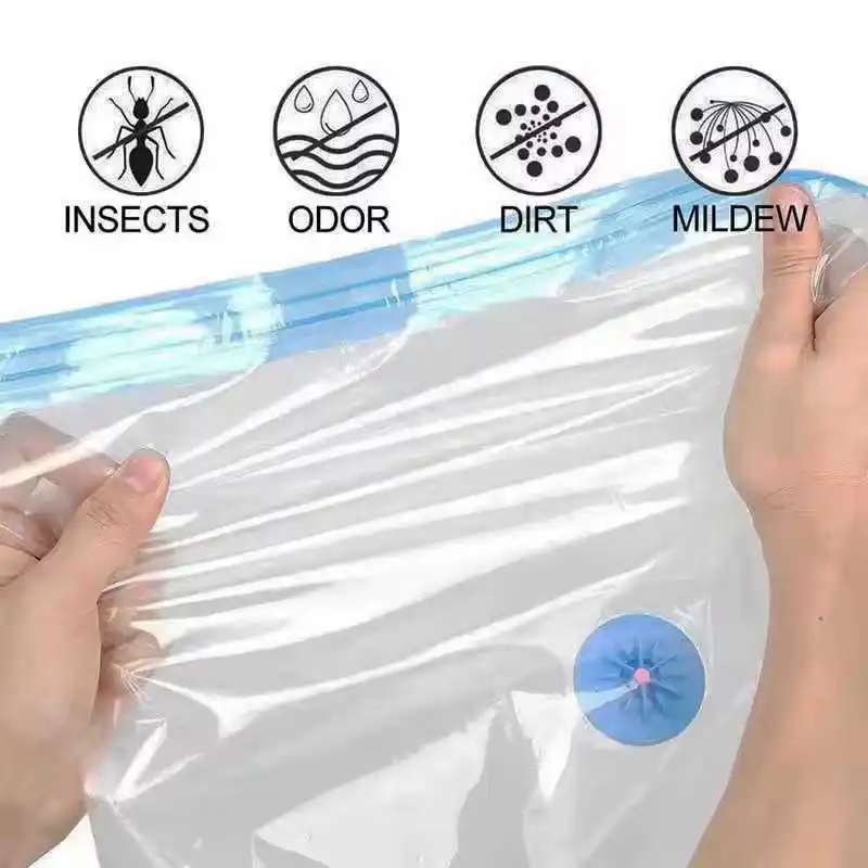 Vacuum Compress Storage Bag For Clothes 40x60cm 60x80cm Transparent Folding Home Travel Space Saver Reusable Sealed Vacuum Bags 2