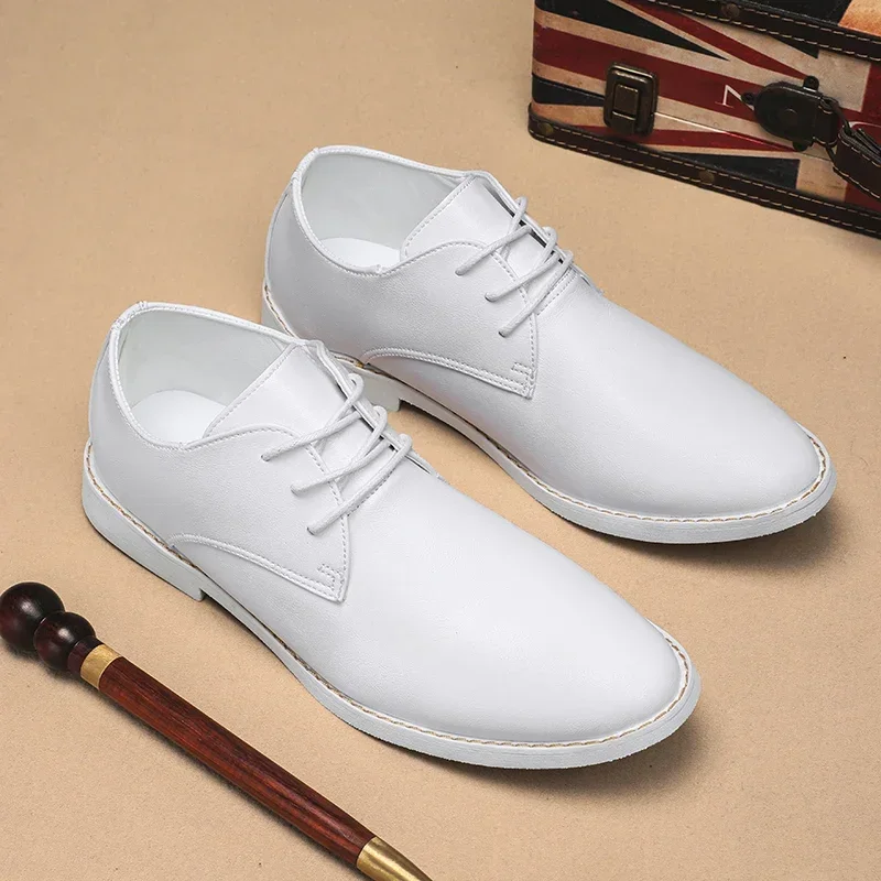White Wedding Oxfords Men Dress Shoes Slip on Big Size 45 46 Driving Shoes Formal Dress Loafers Moccasins Men