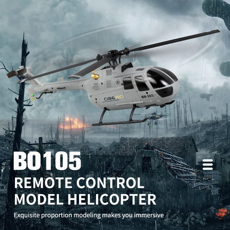 안정화 리모컨 취미 완구용 C186 Pro B105 2.4G RTF RC 헬리콥터, 프로펠러 4 개, 6 축 전자 자이로스코프, 신제품