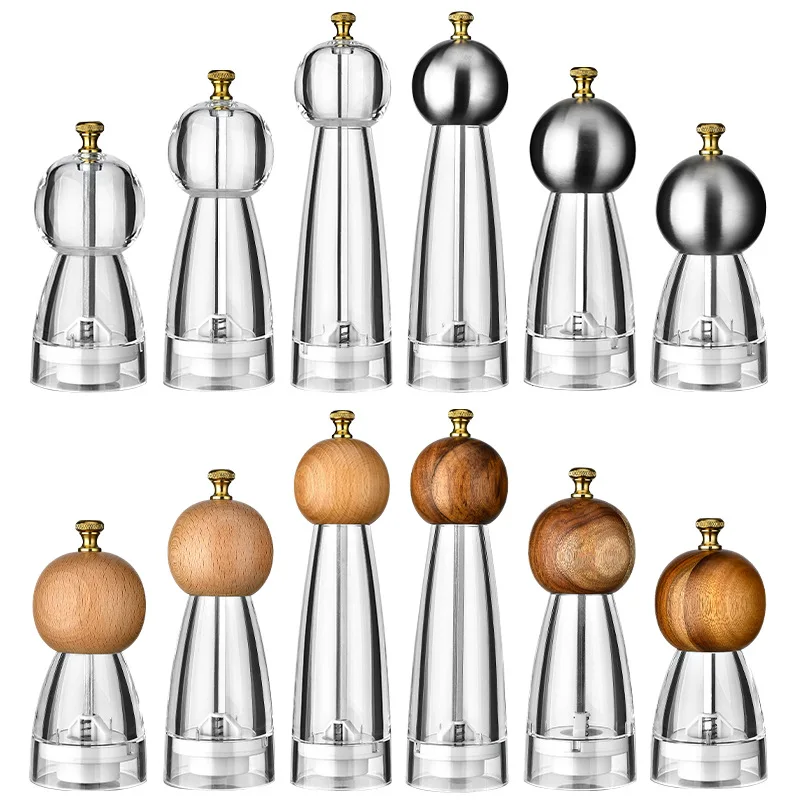 Macinapepe Manuale Da 5/6/8 Pollici Bottiglia Di Condimento Acrilico Cucina Macina Sale Marino Strumento Per Macinapepe Macinato A Grana Grossa Regola