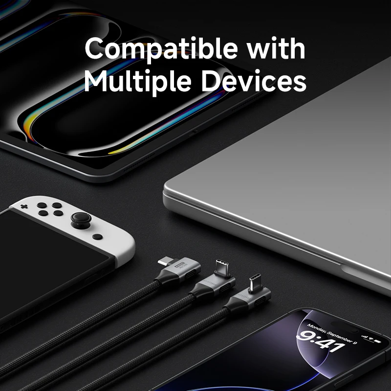 하기비스 USB C to USB C 직각 케이블 240W 90도 타입 C 차량용 고속 충전 케이블 80Gbps (썬더볼트 5 아이폰 맥북용)