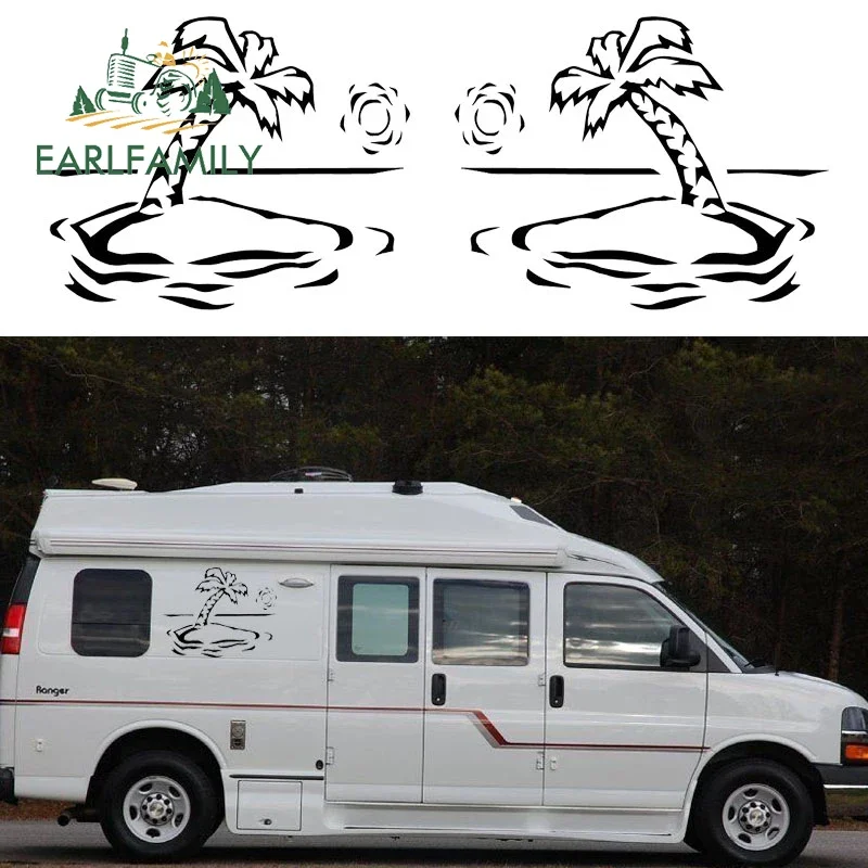 

EARLFAMILY 2x пальма (по одному с каждой стороны), виниловый Графический двигатель для кемпера, виниловый Графический комплект, наклейки для лодки, фургона