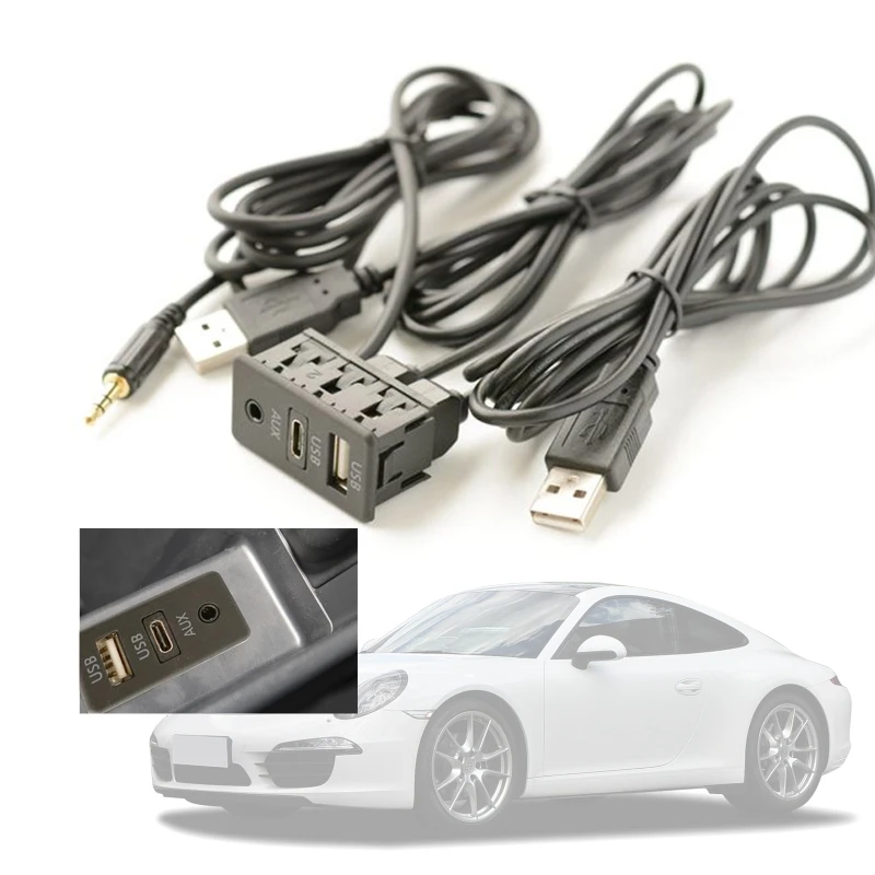 

Practical Car Extension Panel Cable USB Type-C Aux Power Adapter Cable Car Power Modification Cable AOS
