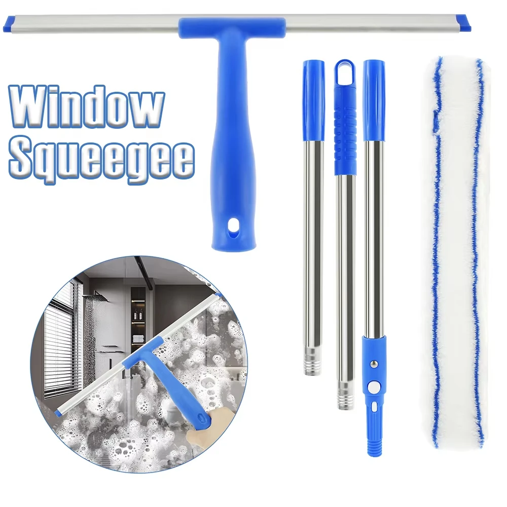 Glass Cleaner Multifunctional Durable Retractable Long Handle Microfiber Double-Sided Wiper Household Cleaning Tool Accessories 1