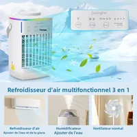 Ventilateur de climatisation portable de bureau avec lumière LED nocturne et humidificateur, mini ventilateur de refroidissement par brumisation pour le bureau et la maison 4