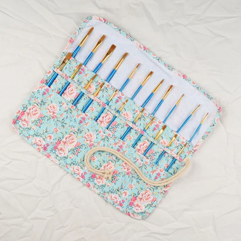 

12/24/36/48 Holes Roll-up Pencil Bags Portable Floral Pencil Case Korean Stationery Cosmetic Storage Pouch Kawaii Organizers