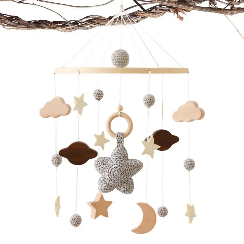 

Mobile For Bassinet Felt Ball Crib Hanging Toys Wood Bead Bed Pendant Felt Ball Children Room Living Room Party Decoration Gift