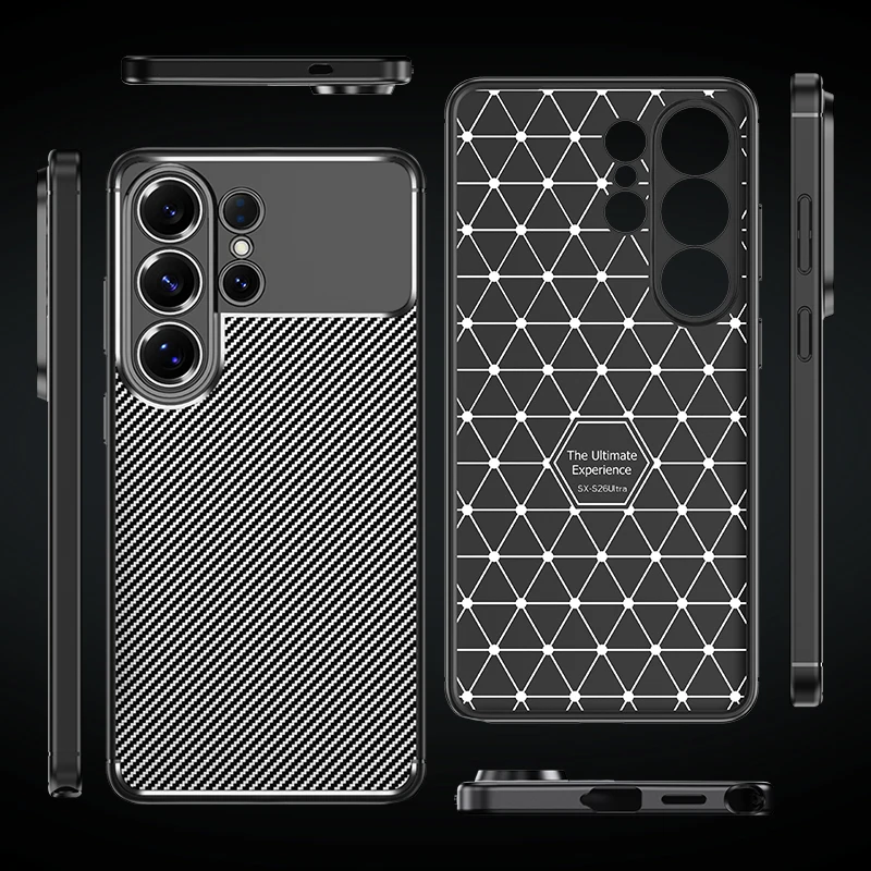 Luxury Business Carbon Fiber Texture Phone Case - Premium TPU Silicone Back Cover