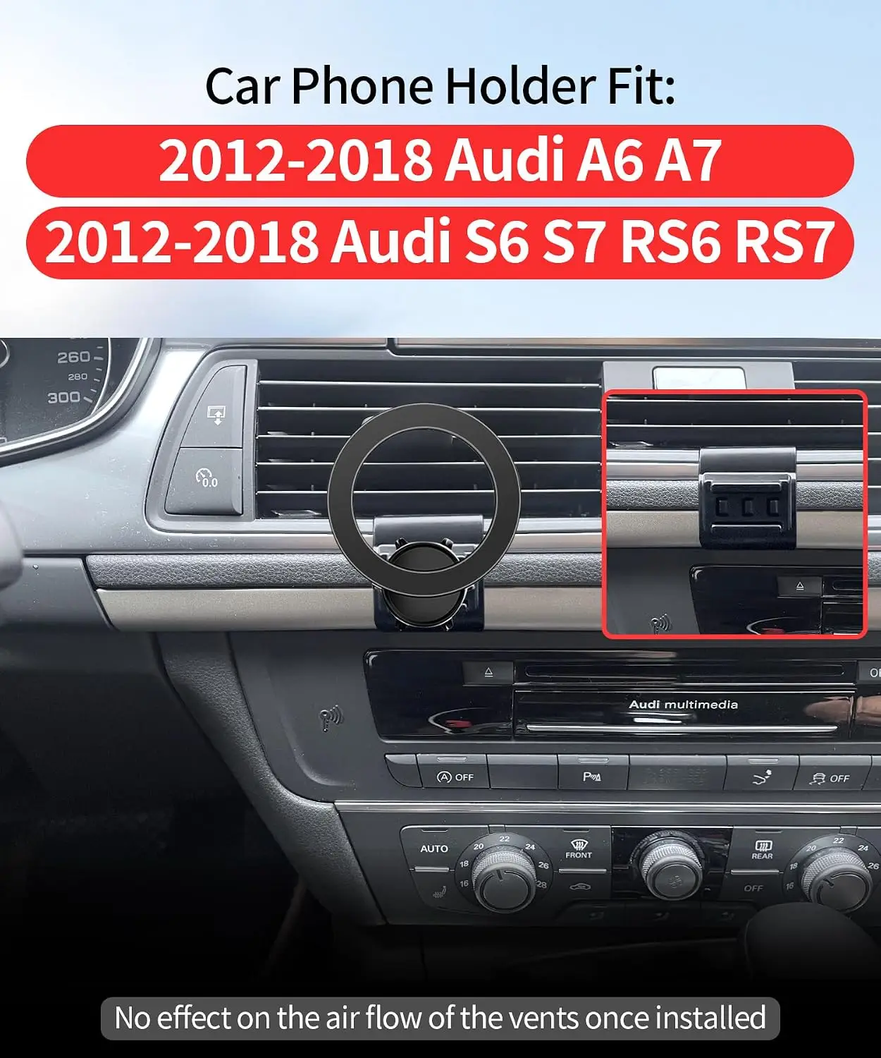 Car Phone Holder for 2012 2013 2014 2015 2016 2017 2018 Audi A6 A7 S6 S7 RS6 RS7 Accessories Rotation Phone Mount for MagSafe