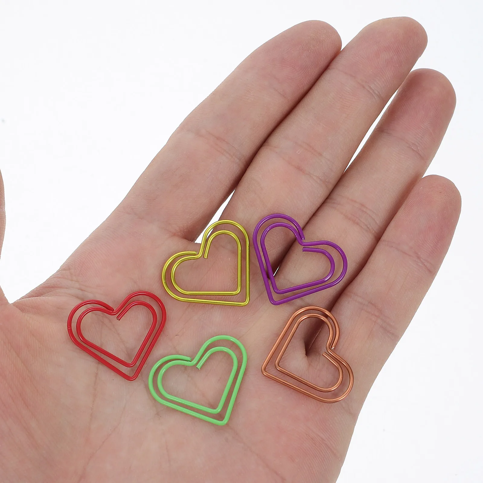 100pcs Metal Heart Shaped Paper Clips Cute and Creative Paperclips for Office School Home Use for Organizing Documents