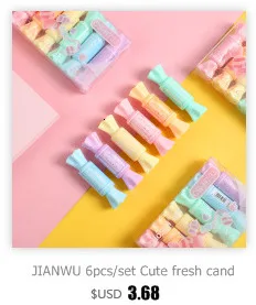 JIANWU 6pcs/set Soft Tip Highlighter Light Color Kawaii Marker Pen DIY Photo Album Journal Fluorescent Pen Student Stationery JIANWU 6pcs/set Soft Tip Highlighter Light Color Kawaii Marker Pen DIY Photo Album Journal Fluorescent Pen Student Stationery