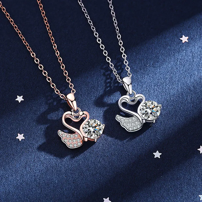 

1 carat real Mosanne Diamond Cygnet Pendant Necklace Women's 925 sterling Silver suitable for party birthday Valentine's Day fin