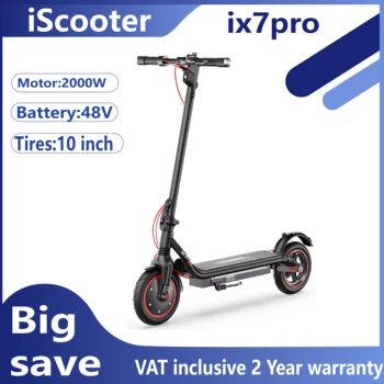Monopattino elettrico iScooter ix7pro per tutti i terreni, motore da 2000W, batteria 48V 17.5AH, monopattino elettrico da 10 pollici per il trasporto urbano.