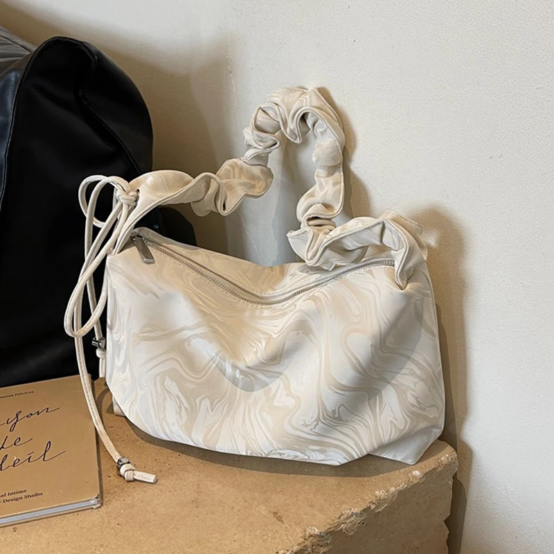 Richme Fashion Women Handbags 2024 New Y2K PU Wrinkled Underarm Shoulder Bags Luxury Designer Elegant Crossbody Bolso Mujer