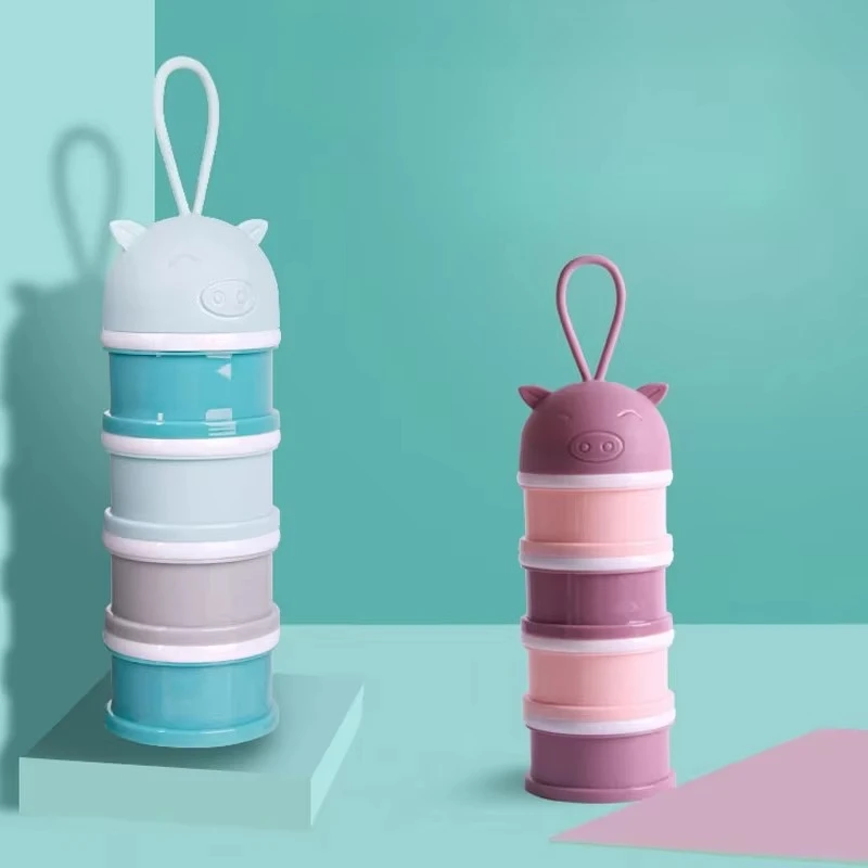 Colourful baby milk powder box Individual tiered milk powder compartments Children's portable rotating box
