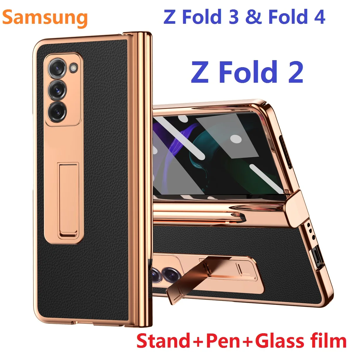 Plating For Samsung Galaxy Z Fold 2 Fold 3 5g Case Glass Film Pen Slot