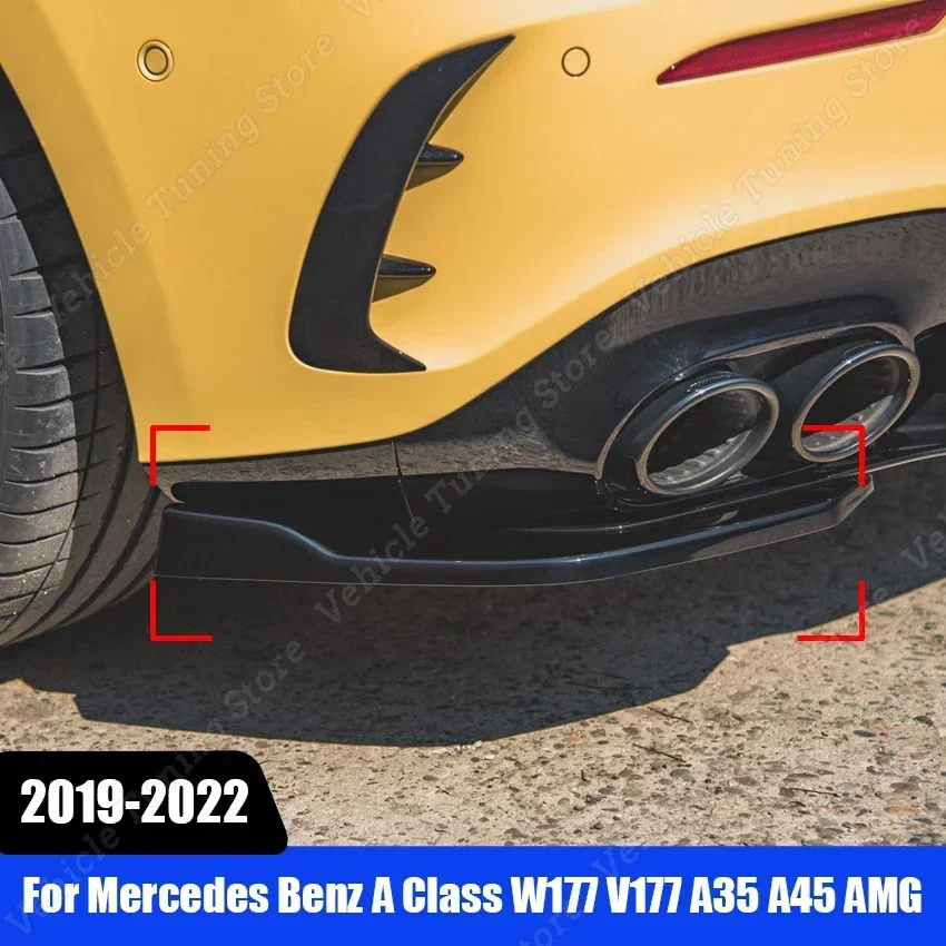 LJSDZLHY Voiture Pare Chocs Avant Spoiler Pour Benz A Class W177 A180 A200 A220 A35 AMG 2019-2022,Diffuseur Séparateur Spoiler Lèvre Avant Corps Pelles Garde Auto Accessoires